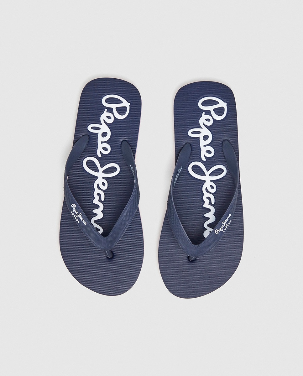 Chinelos Bay Beach com Tira de Dedo Logotipada Azul-marinho-8