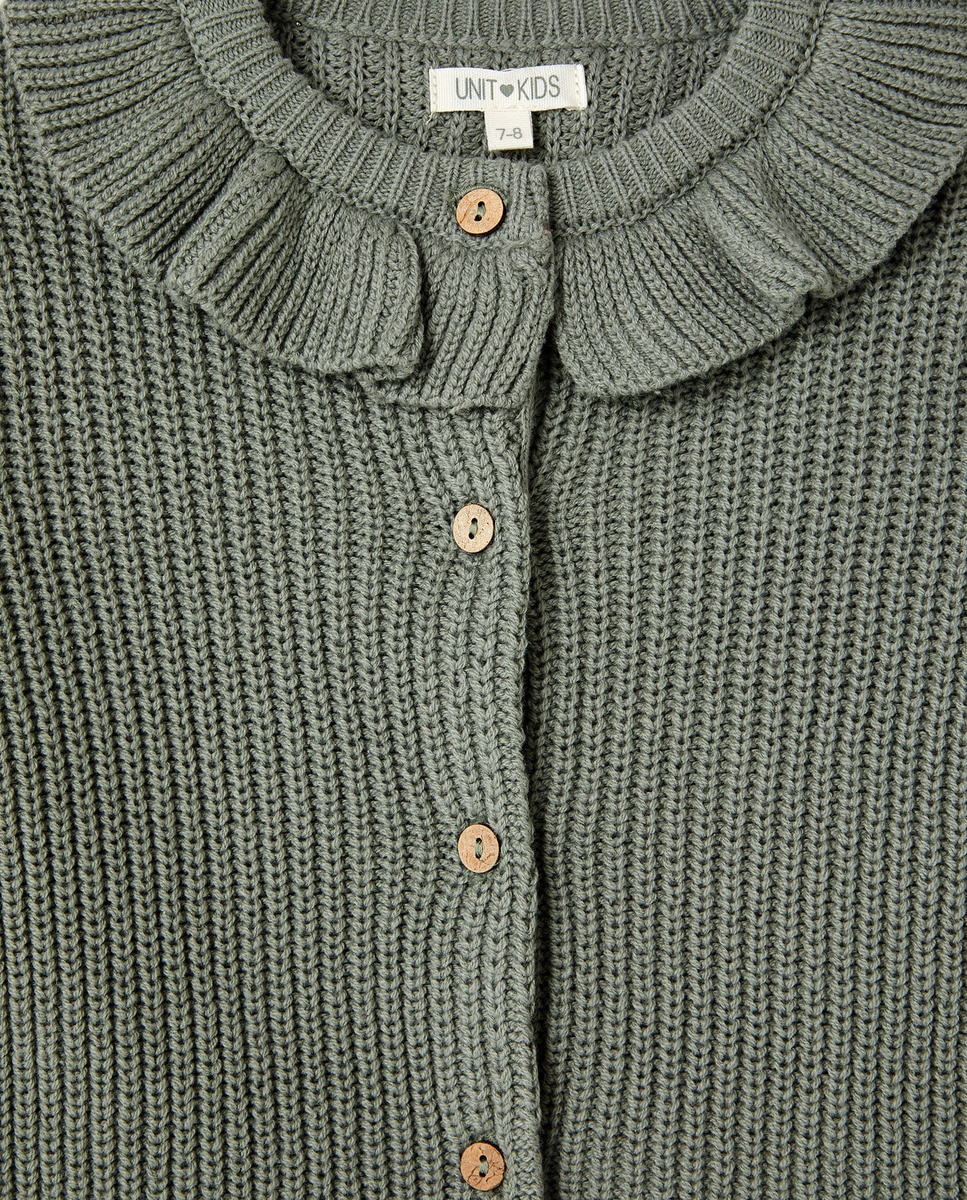 Chaqueta niña cuello volante Kaki-3