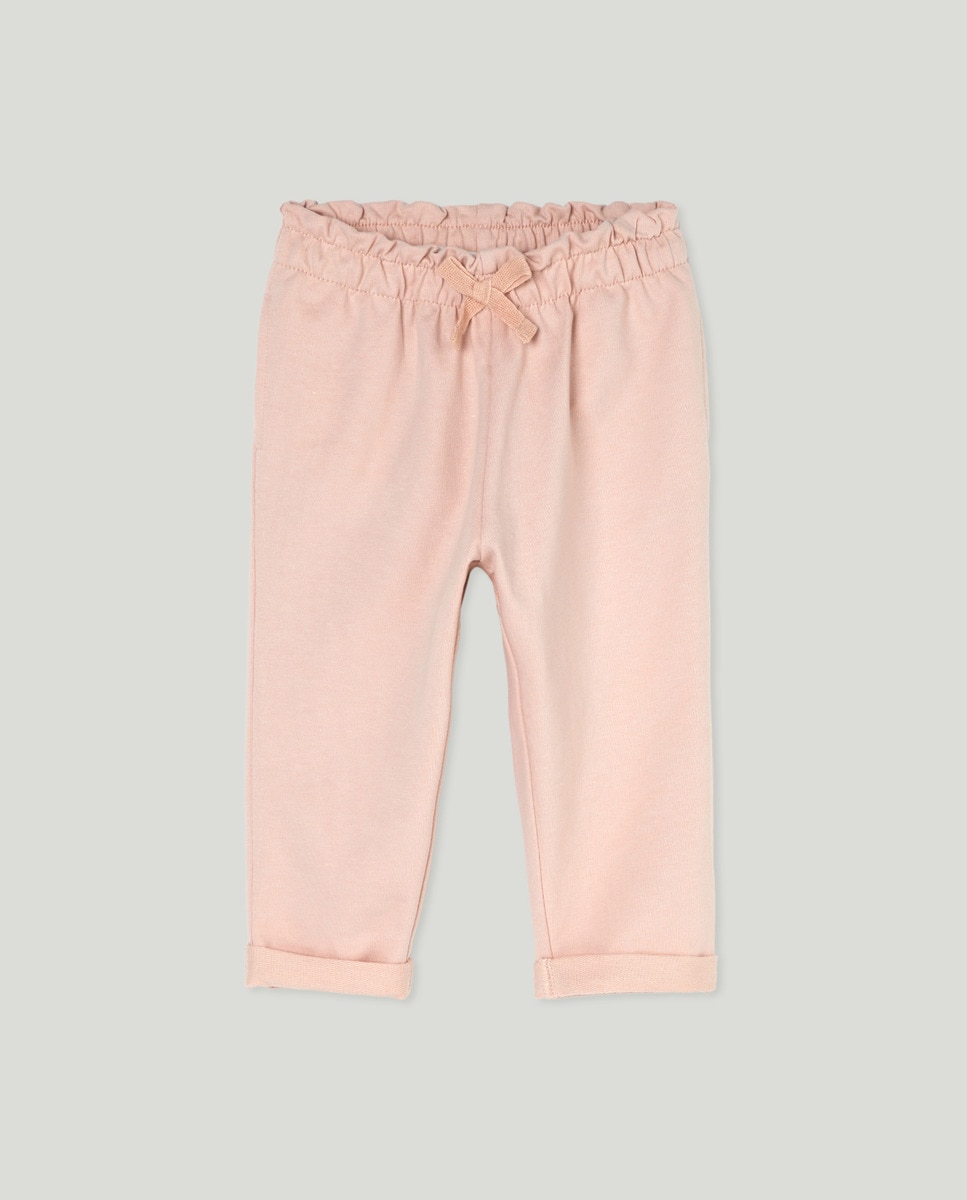Pantalón bebé niña felpa cintura fruncida Rosa claro-1