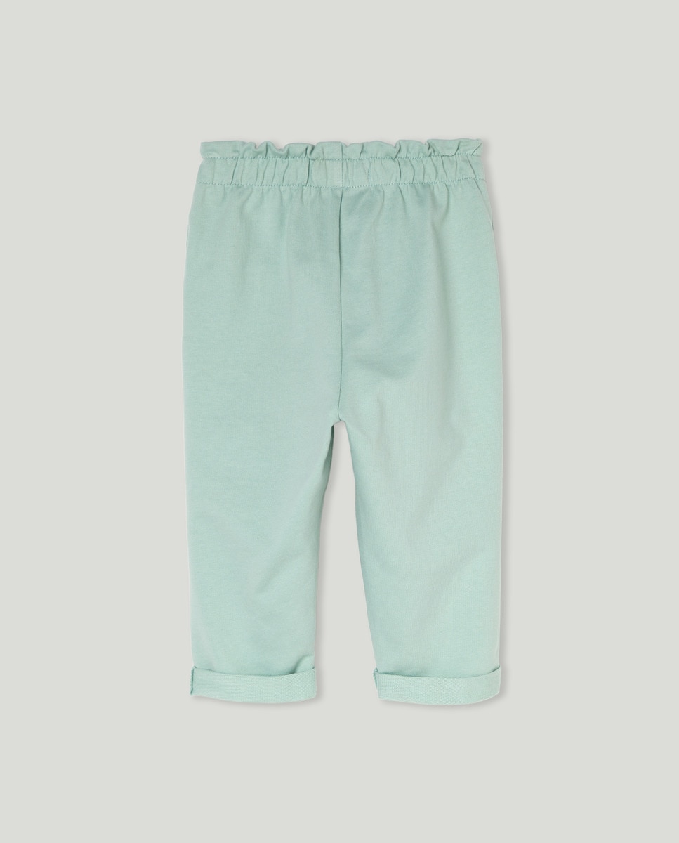 Pantalón bebé niña felpa cintura fruncida Verde claro-2