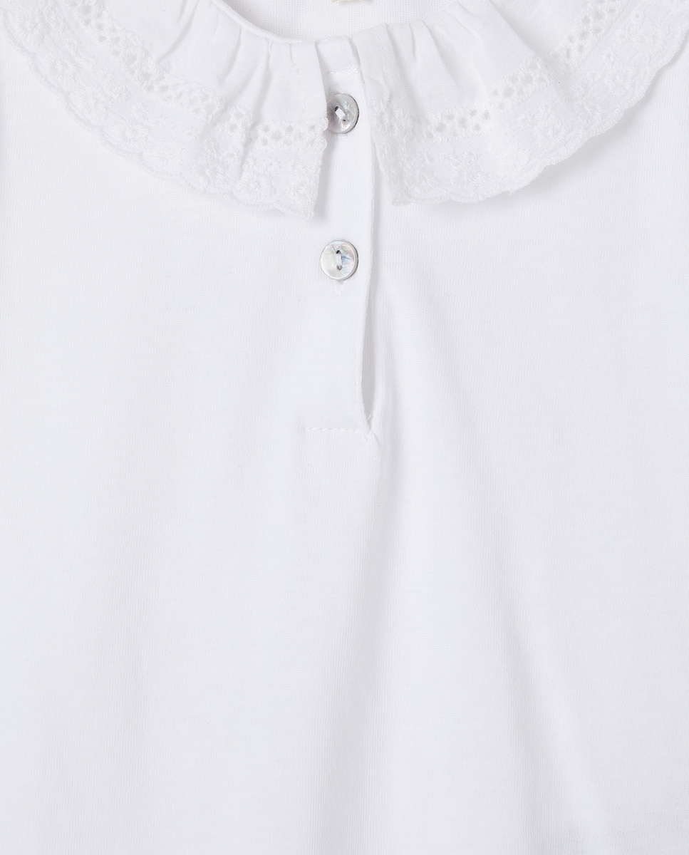 Camiseta bebé niña cuello bordado Crudo-3