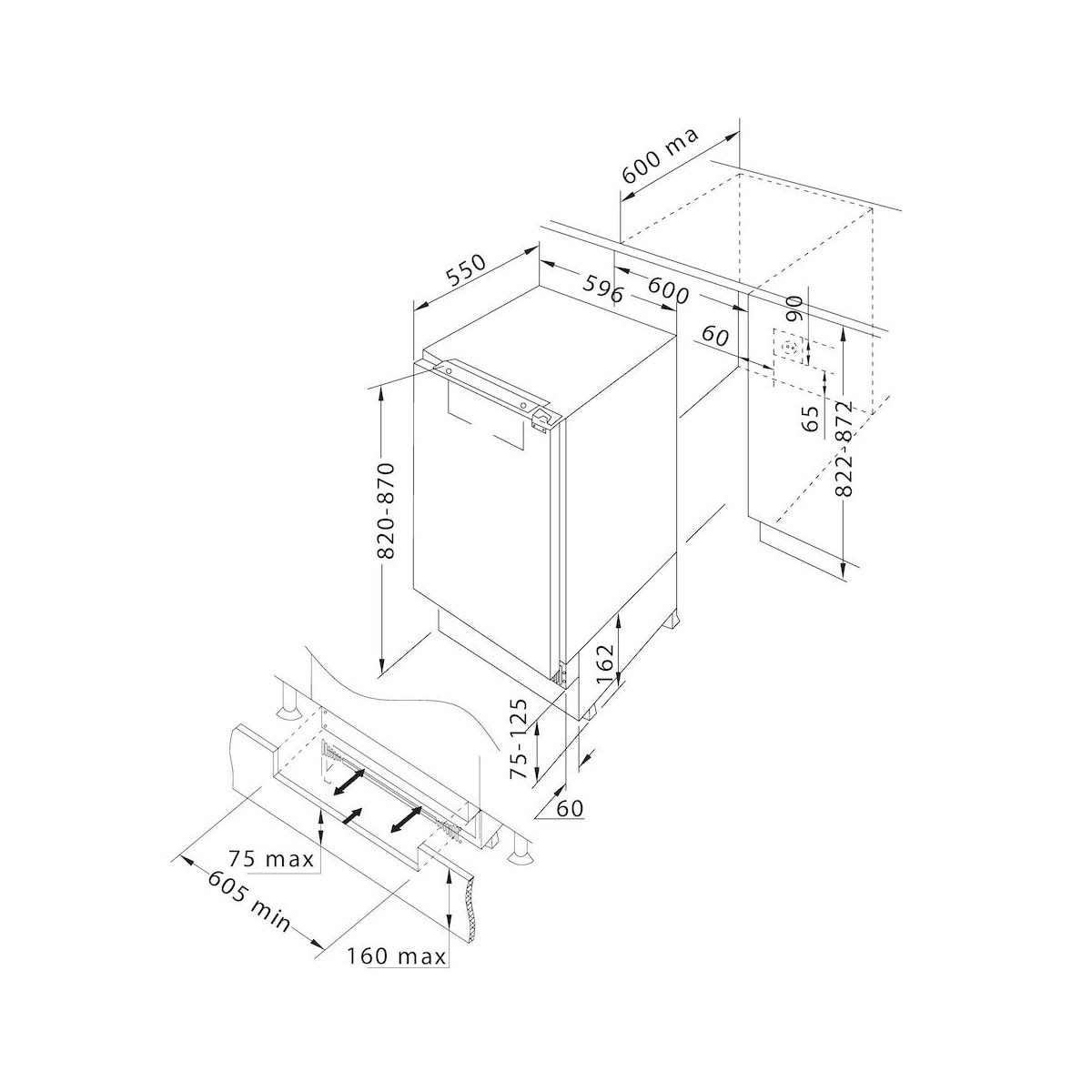 Frigorífico mini integrable Candy Table Top - CMLS68EW 2