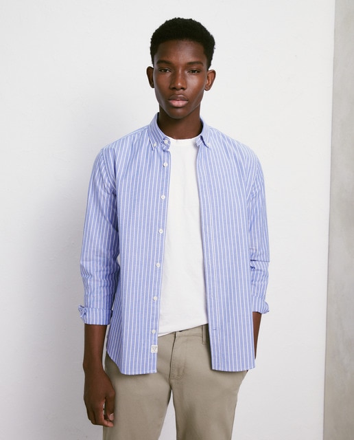 Imagen 0 de Camisa manga larga para hombre oxford rayas