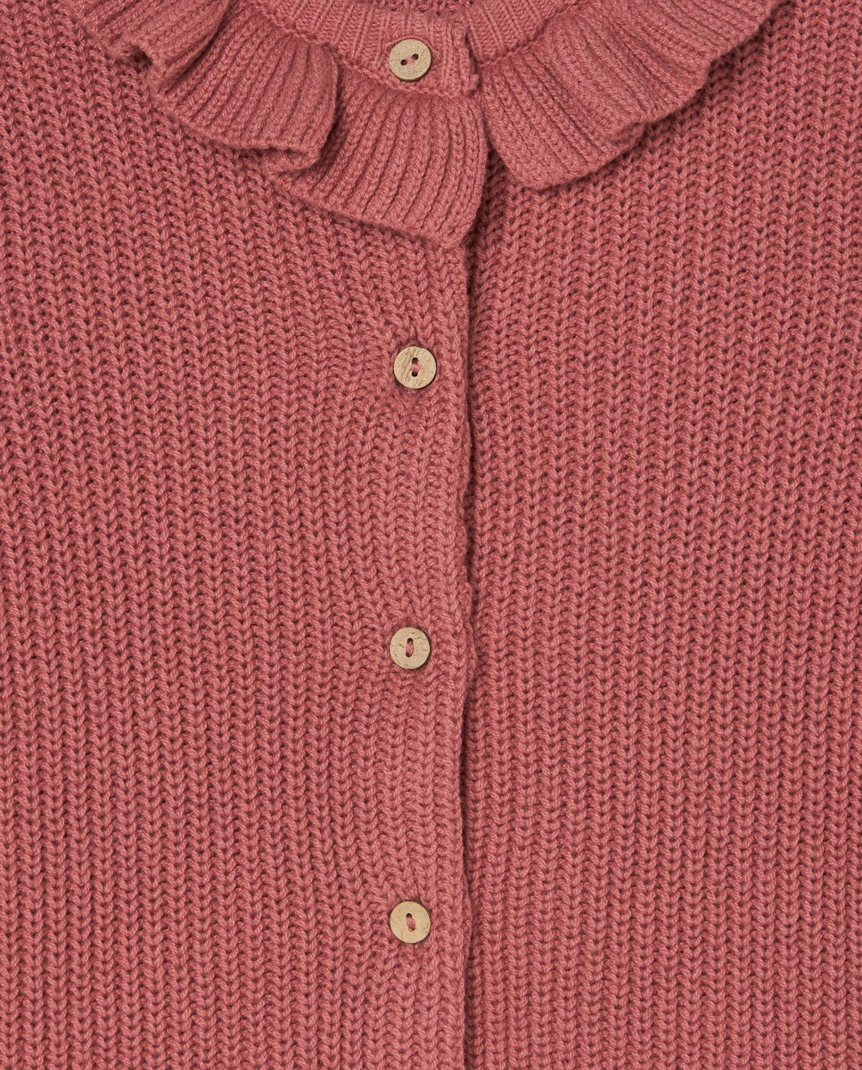 Chaqueta niña cuello volante Rosa-3