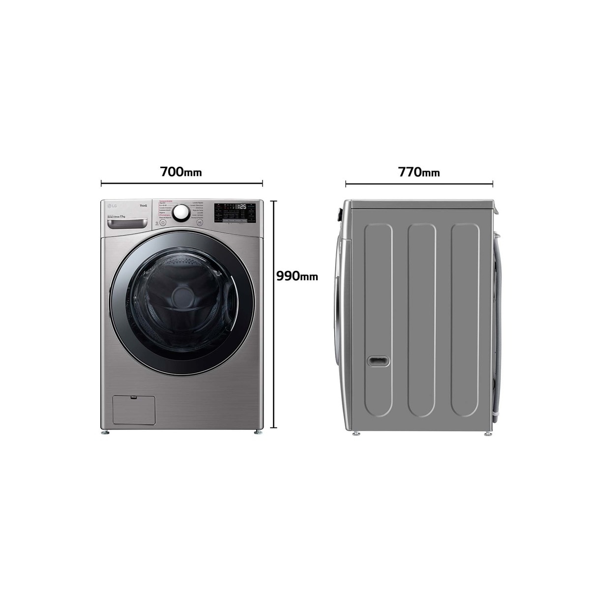 Lavadora LG 17 kg / 1.100 rpm  - F1P1CY2T Inox-6