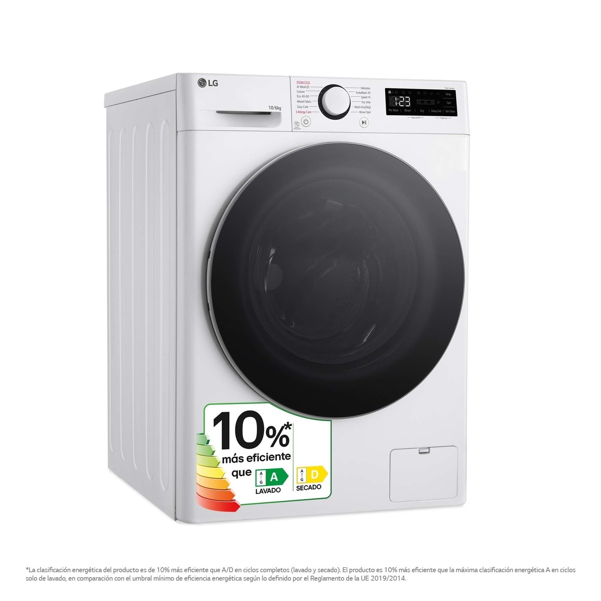 Lavadora secadora LG 10 kg lavado,  6 kg secado,  1.400 rpm, inteligencia artificial - F4DR6010A1W Blanco-3