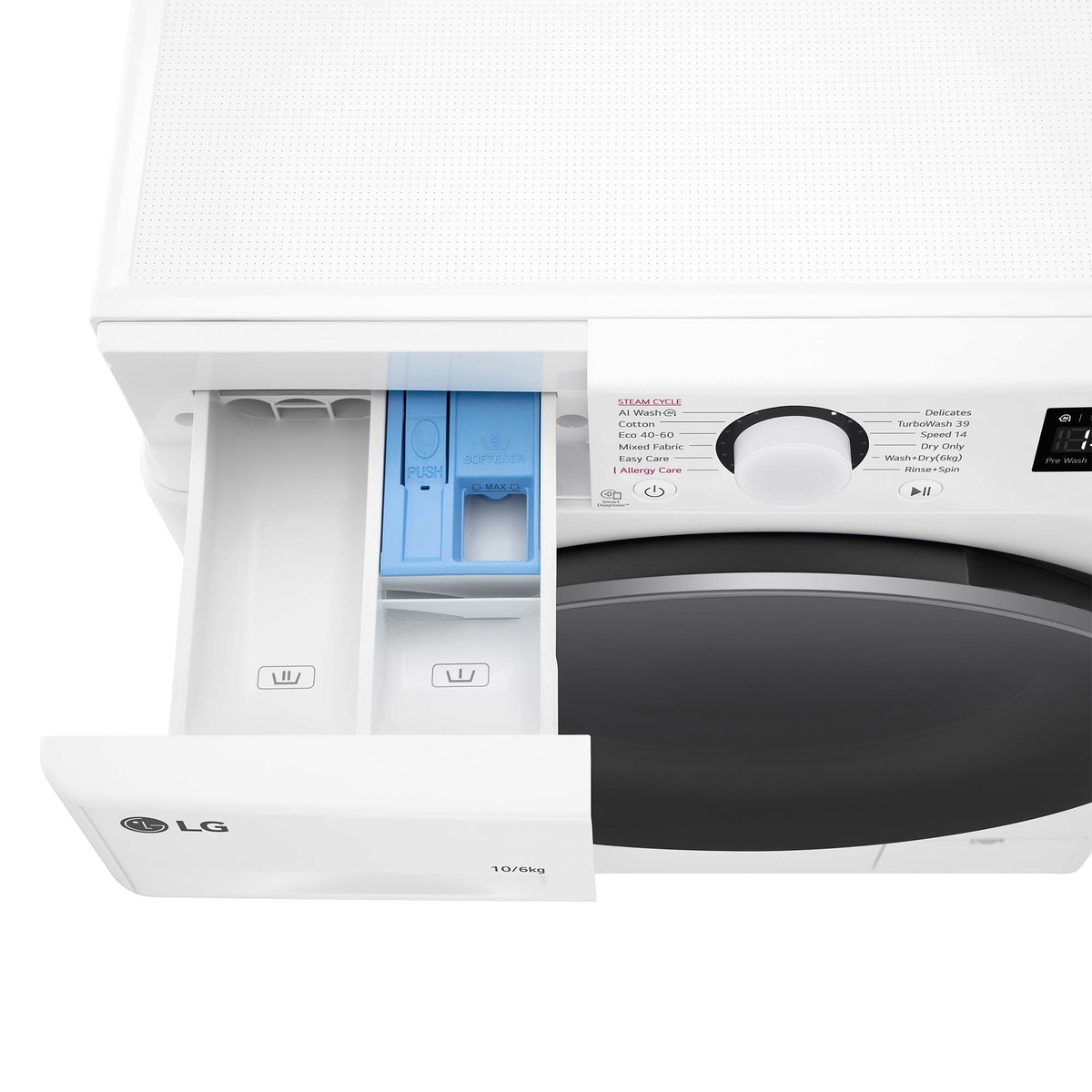 Lavadora secadora LG 10 kg lavado,  6 kg secado,  1.400 rpm, inteligencia artificial - F4DR6010A1W Blanco-10