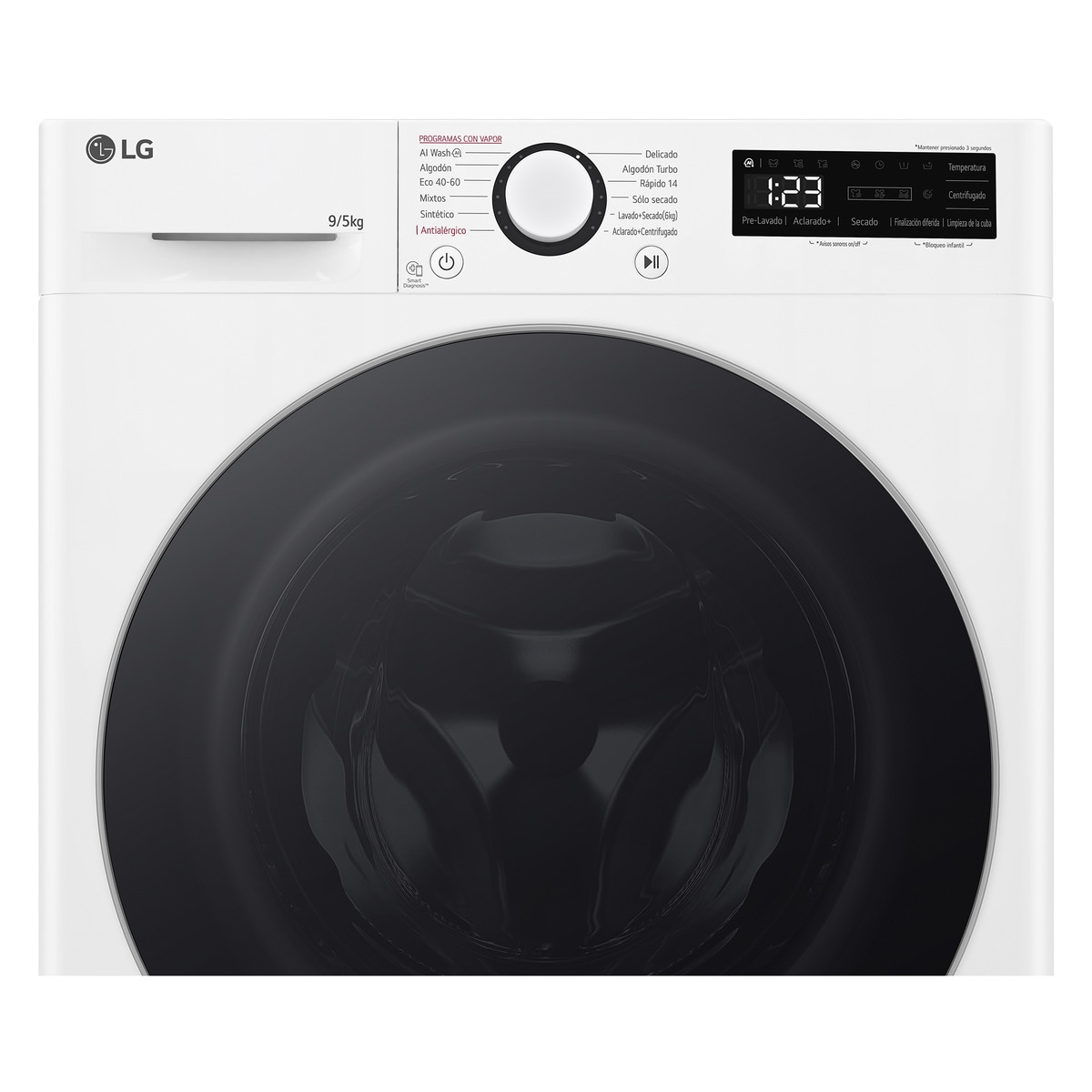 Lavadora secadora LG 9 kg lavado, 5 kg secado,  1200 rpm, inteligencia artificial - F2DR5S09A1W Blanco-10
