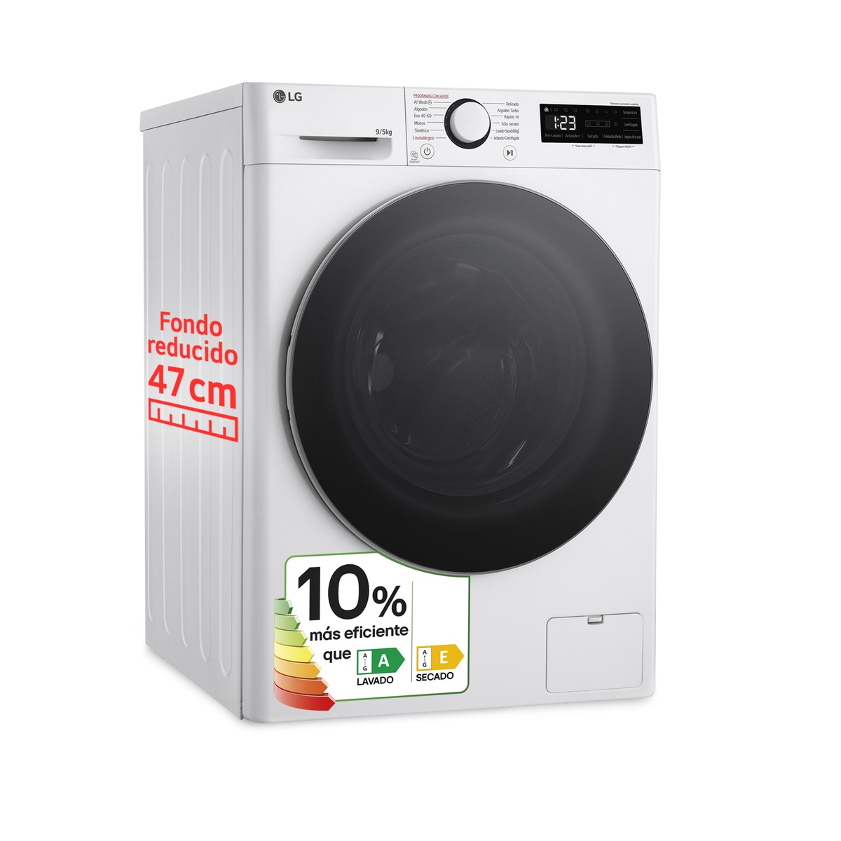 Lavadora secadora LG 9 kg lavado, 5 kg secado,  1200 rpm, inteligencia artificial - F2DR5S09A1W Blanco-4