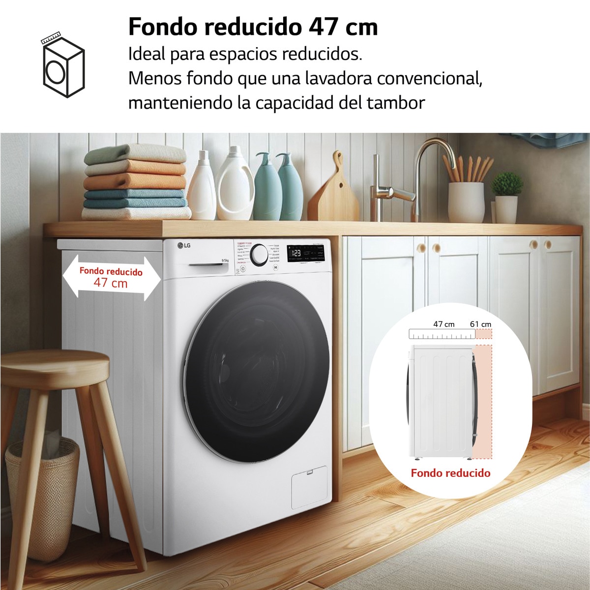 Lavadora secadora LG 9 kg lavado, 5 kg secado,  1200 rpm, inteligencia artificial - F2DR5S09A1W Blanco-7