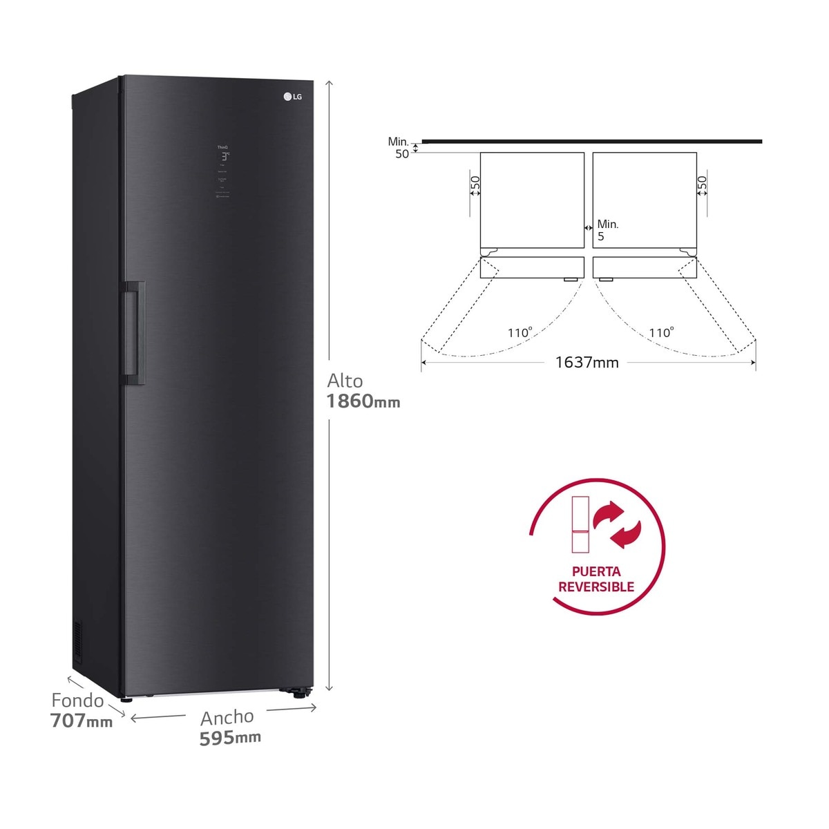 Frigorifico 1 puerta LG Door Cooling, No Frost - GLM71MCCSX Negro-6