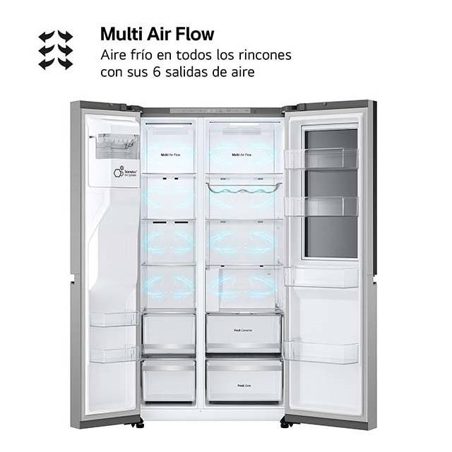 Frigorífico americano LG Smart Inverter Compressor, 179 cm,  con dispensador con toma de agua, inox- GSXE80PYBD Acero antihuellas-10