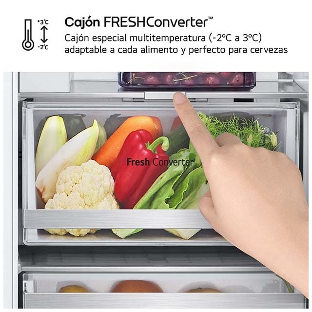 Frigorífico americano LG Smart Inverter Compressor, 179 cm,  con dispensador con toma de agua, inox- GSXE80PYBD Acero antihuellas-11