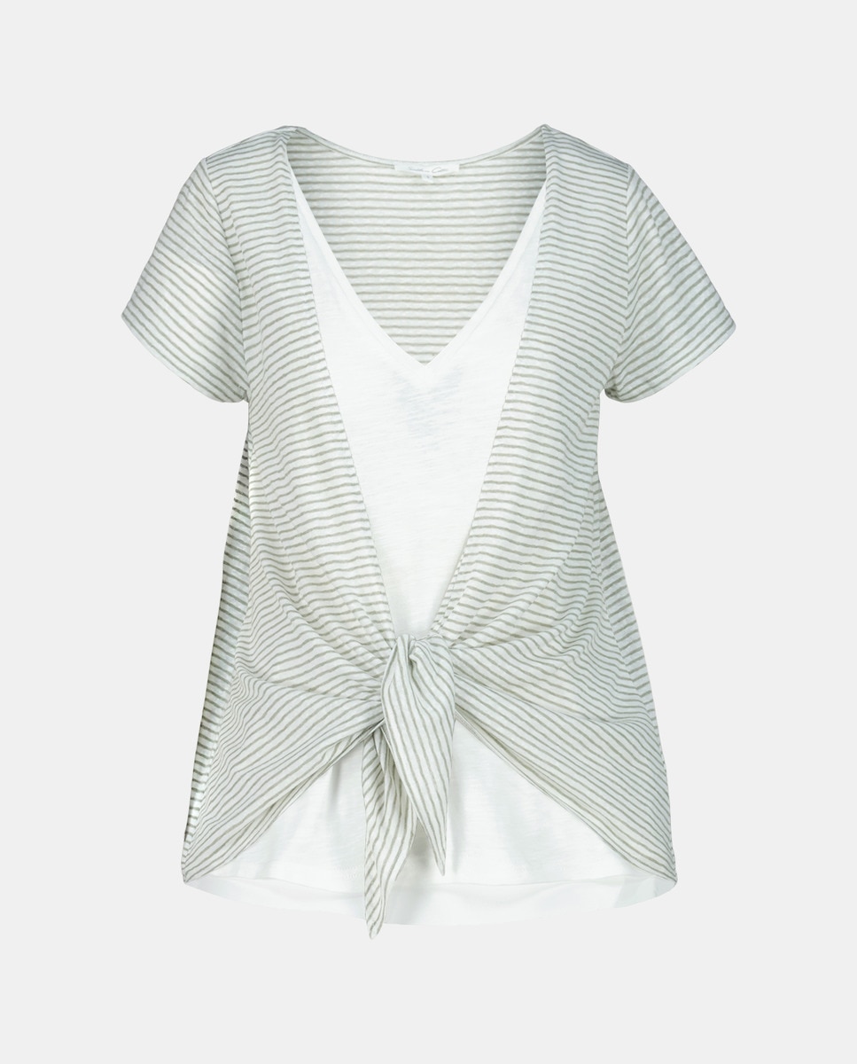 T-shirt com manga curta e estampado de riscas Verde-4