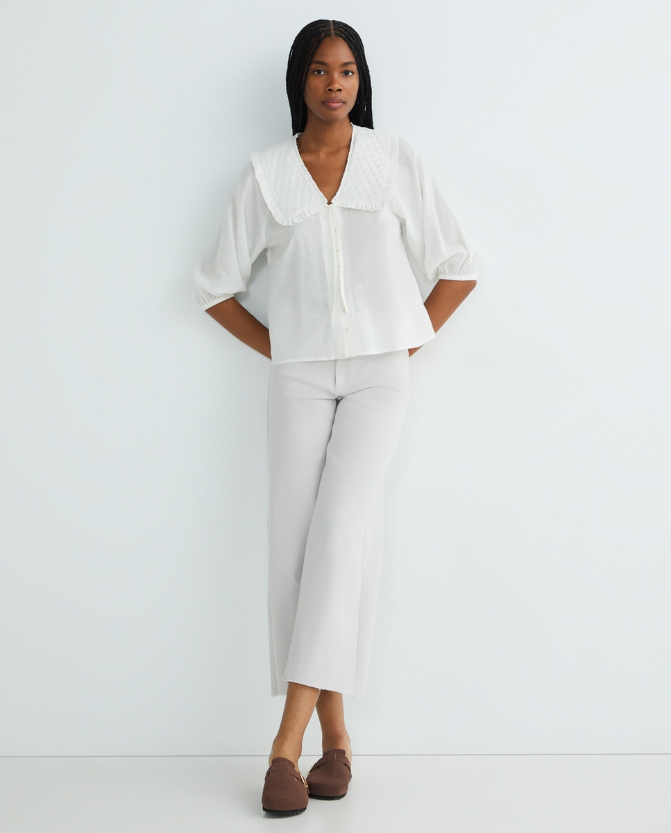Pantalón de sarga mujer Gris-1