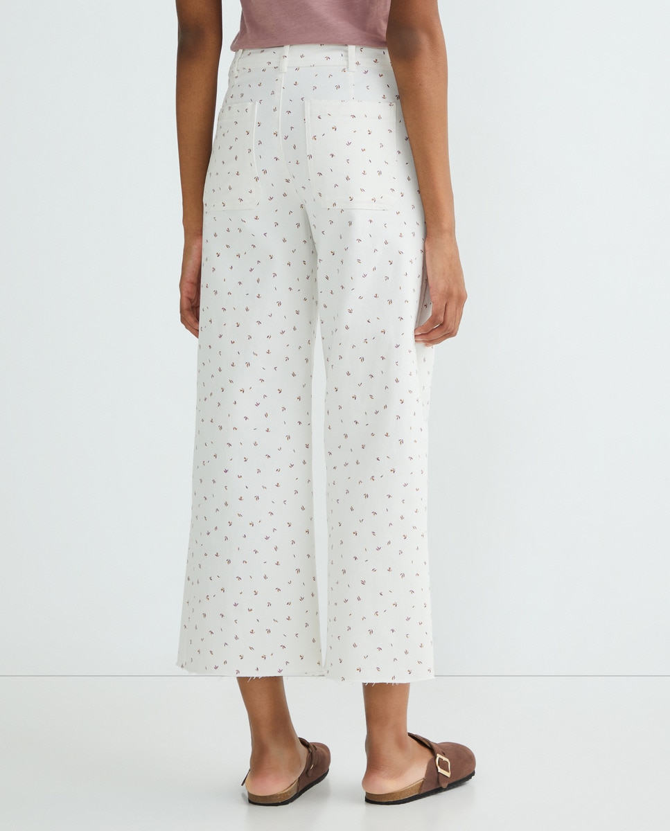 Pantalón de sarga mujer Crema-2