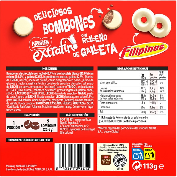 Konfekt mit Filipinos aus weißer Schokolade Karton 113 g