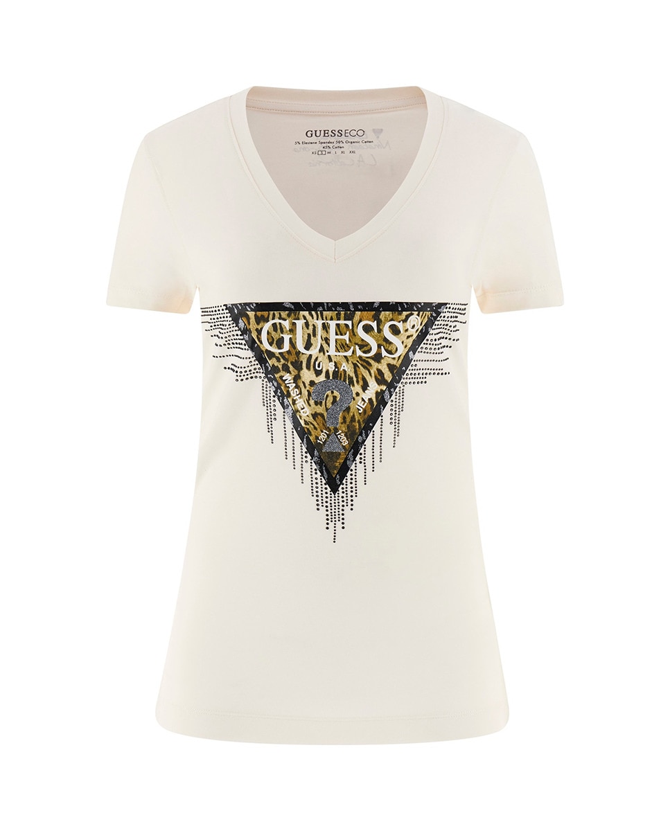 T-shirt de mulher com manga curta Creme-4