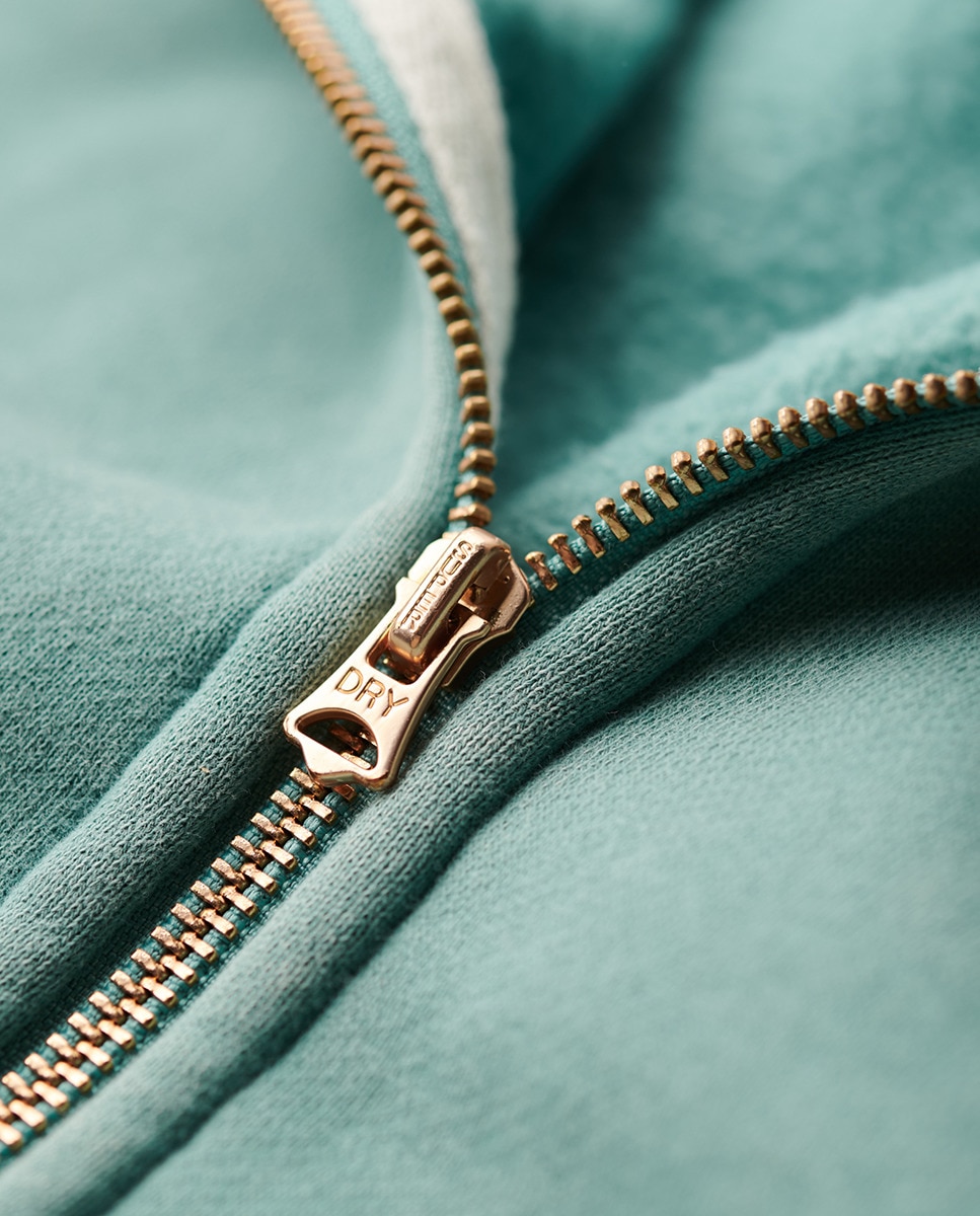 Sweatshirt com Capuz, Fecho de Correr e Logótipo Essential Azul-5