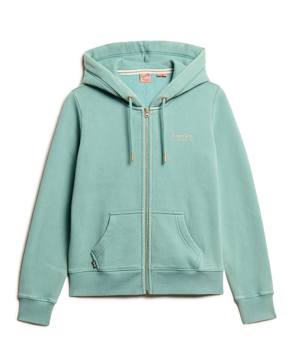Sweatshirt com Capuz, Fecho de Correr e Logótipo Essential Azul-3