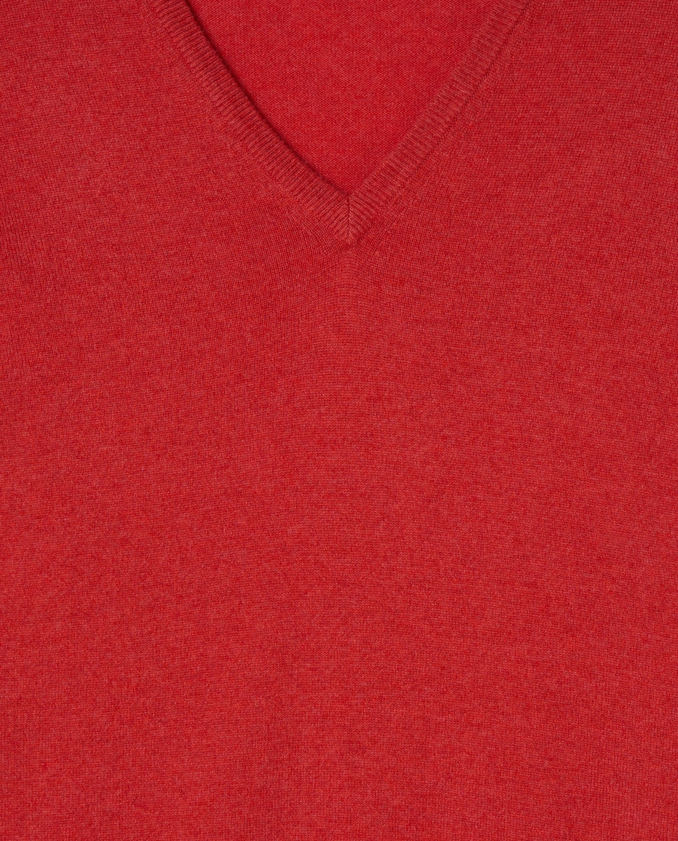 Camisola de Malha Tamanhos Grandes com Decote em Bico e em Lã e Caxemira Coral-5