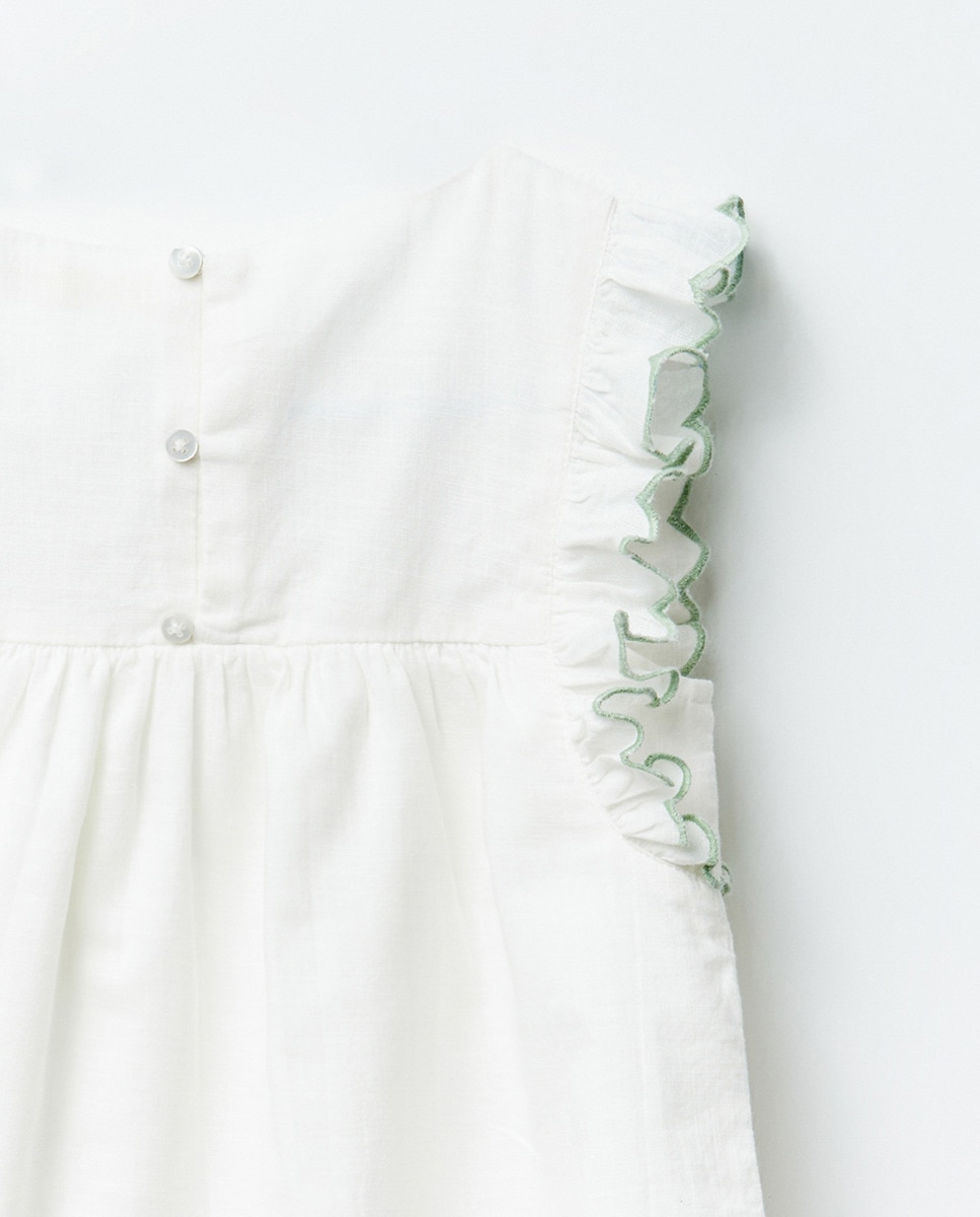 Blusa com peça superior bordada Branco-4