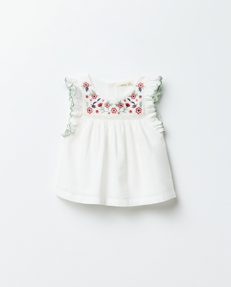 Blusa com peça superior bordada Branco-1
