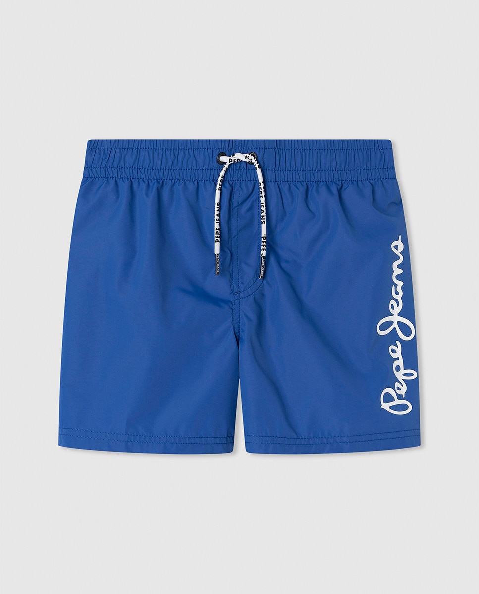 Calções de Banho com Logótipo Azul-1