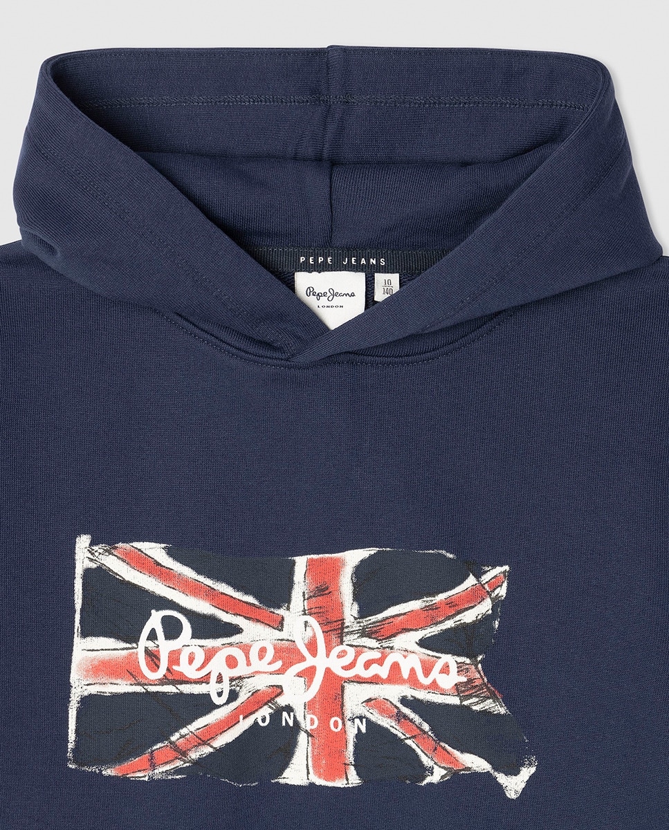 Sweatshirt com Capuz de Criança Clag Hoodie Jr Azul-marinho-3