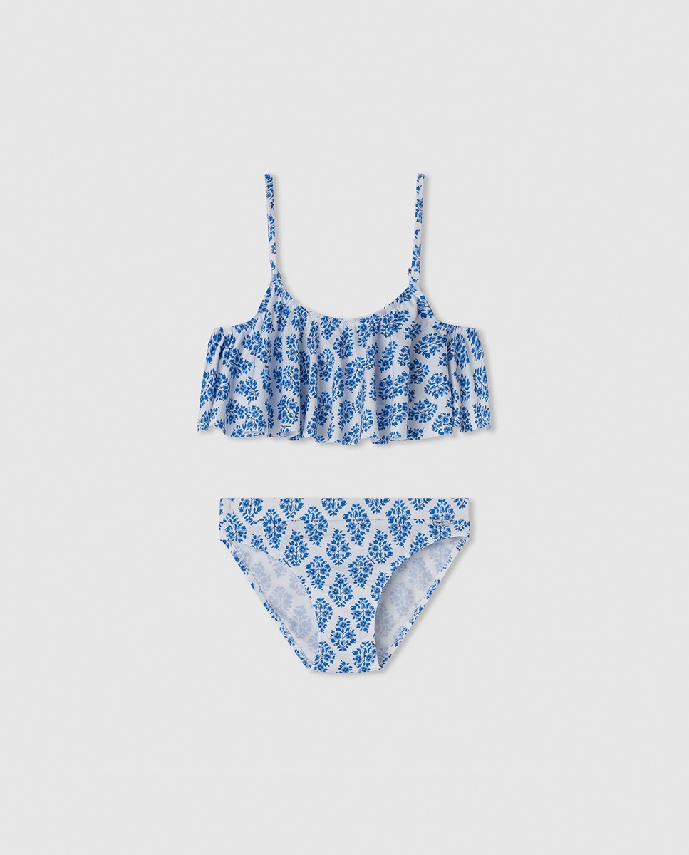 Biquíni de Criança Multi Fl Ruffled Bikini Set Multicolor-1