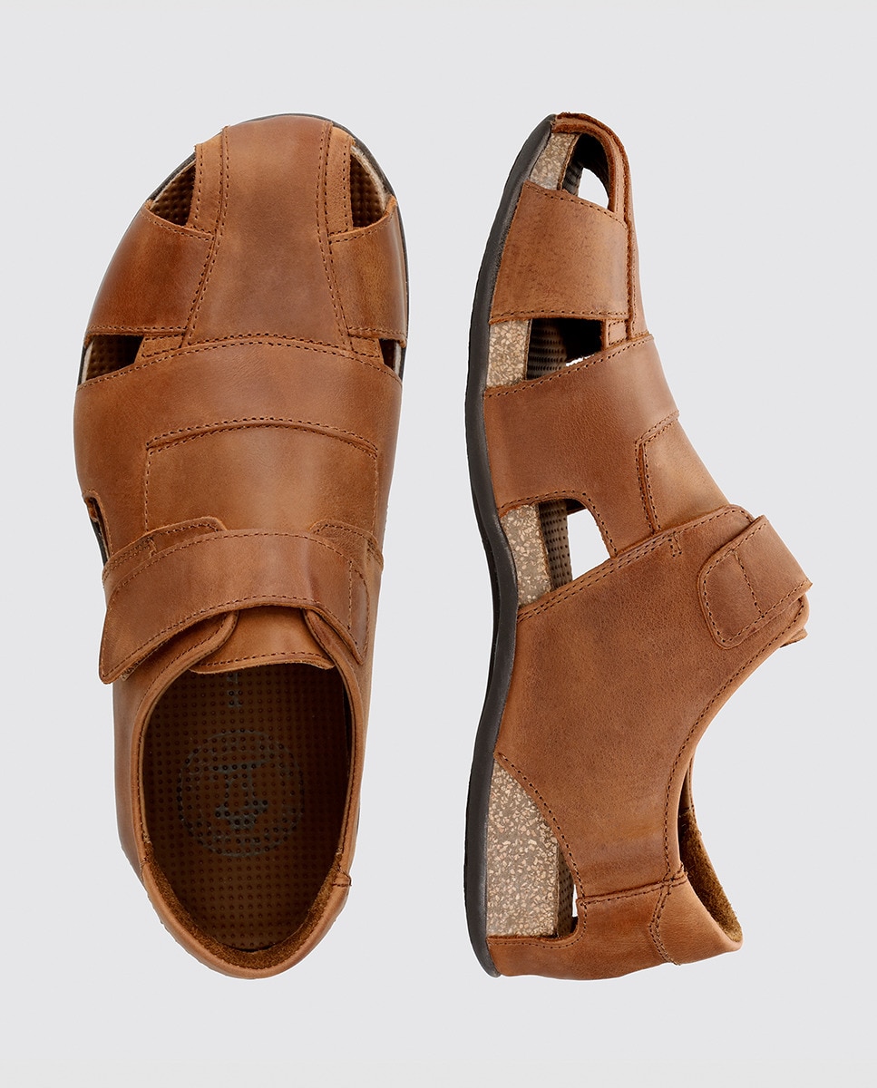 Sandálias em Pele com Forro de Pele Couro-5