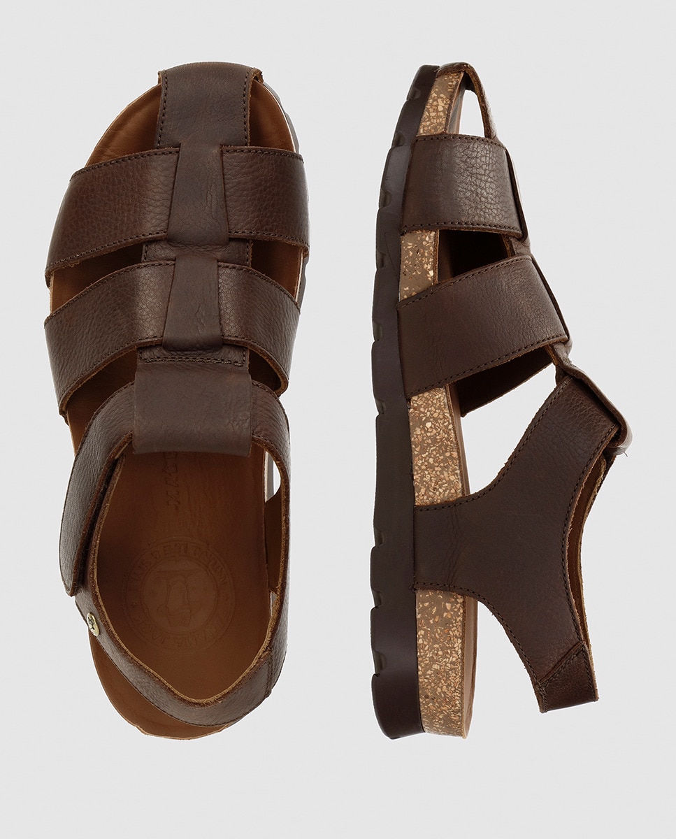 Sandálias em Pele com Forro de Pele Castanho-escuro-5