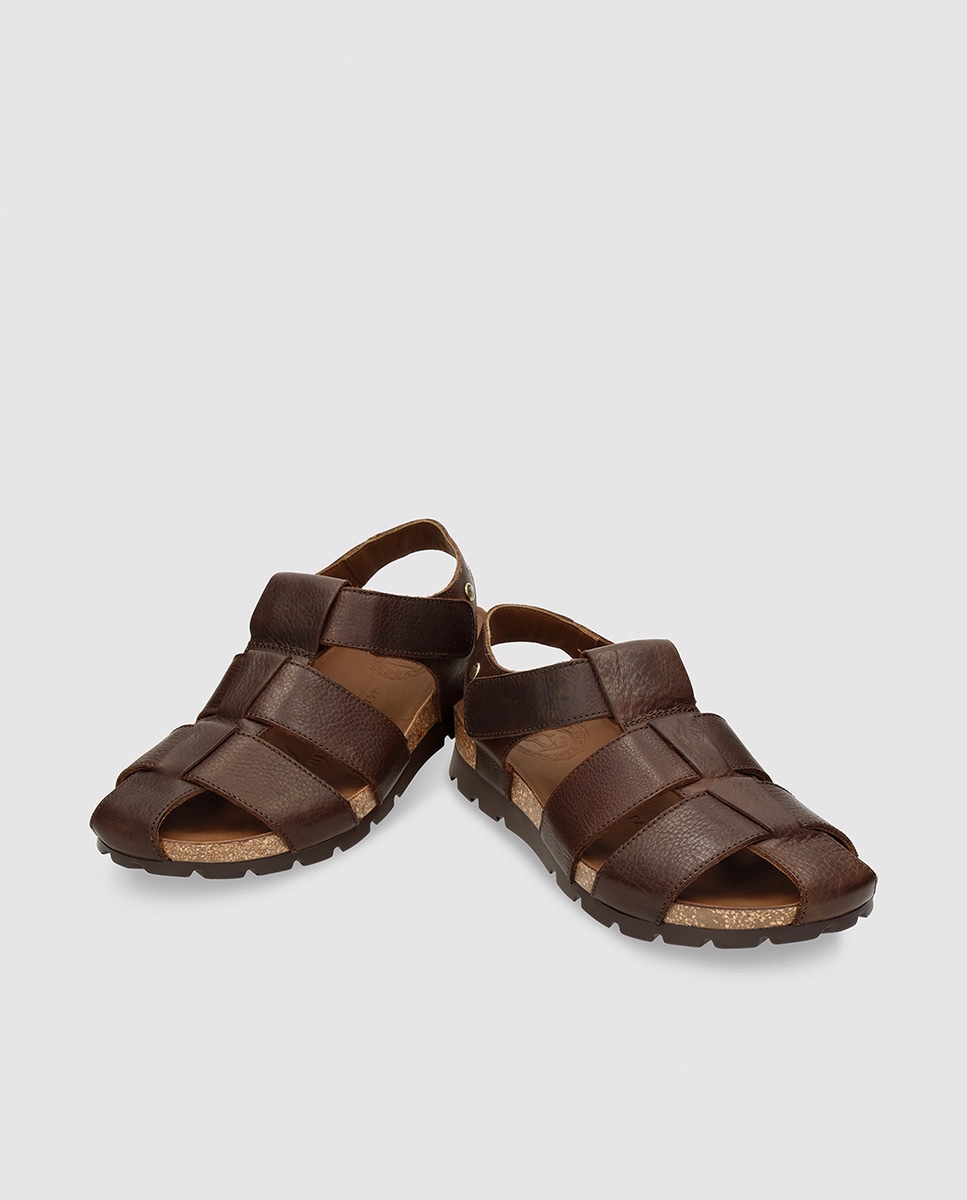 Sandálias em Pele com Forro de Pele Castanho-escuro-2