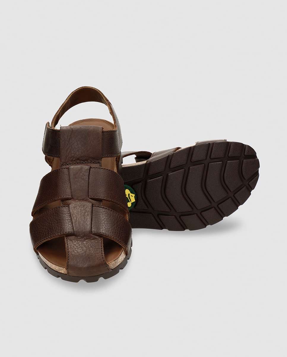 Sandálias em Pele com Forro de Pele Castanho-escuro-3