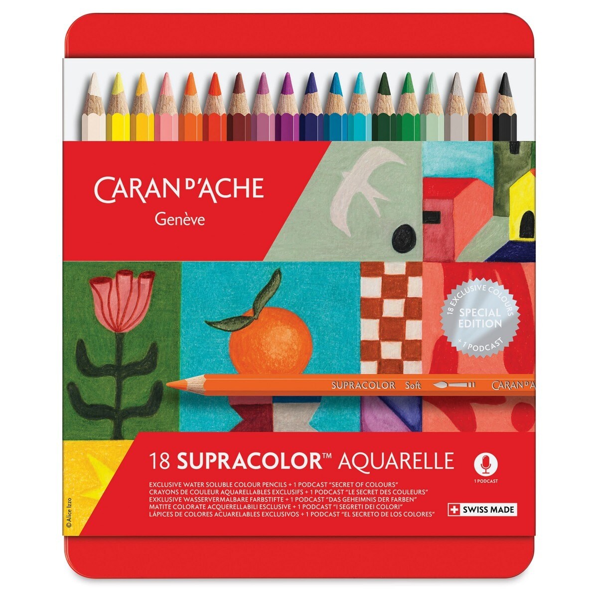 Caran d'Ache Supracolor Soft Aquarelle Pencils - Cores Sortidas, Conjunto de 18, Edição Especial 1