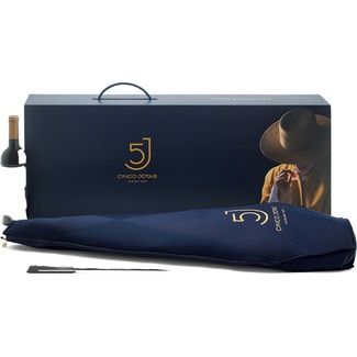 estuche con jamón de bellota 100% ibérico pieza 6 kg con cuchillo jamonero Arcos y vino tinto Montecillo Gran Reserva DOCa Rioja - Cinco Jotas