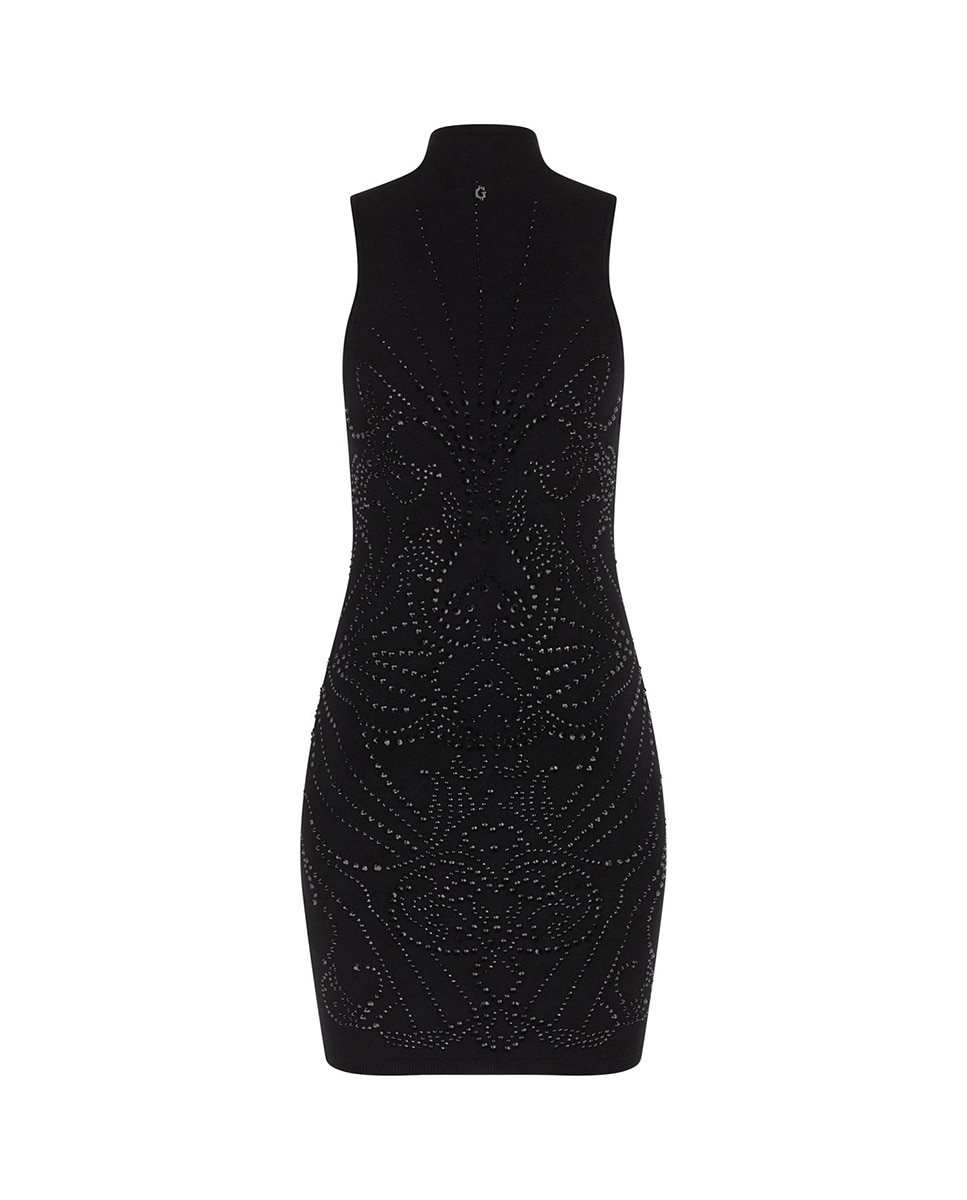 Vestido curto com gola halter Preto-6