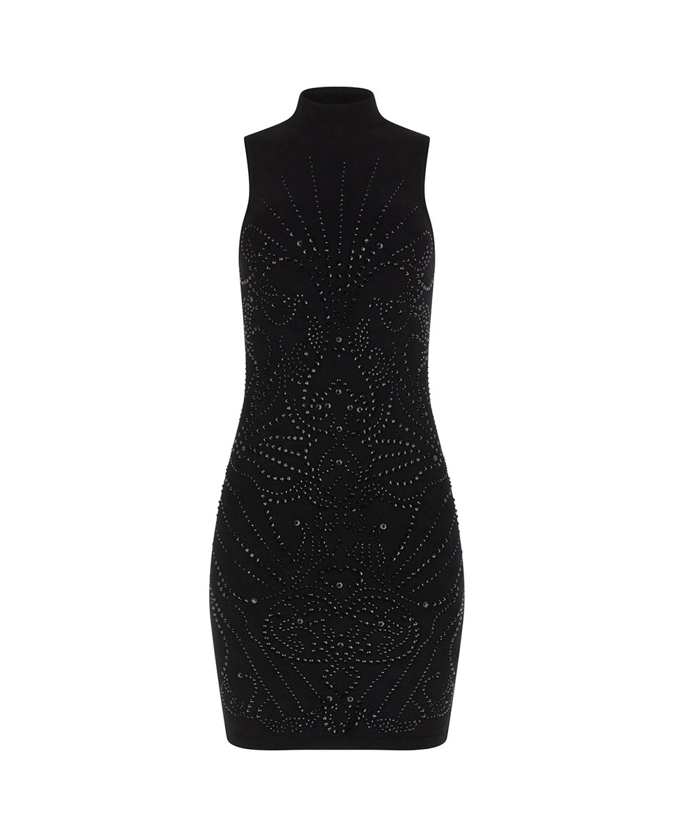Vestido curto com gola halter Preto-5