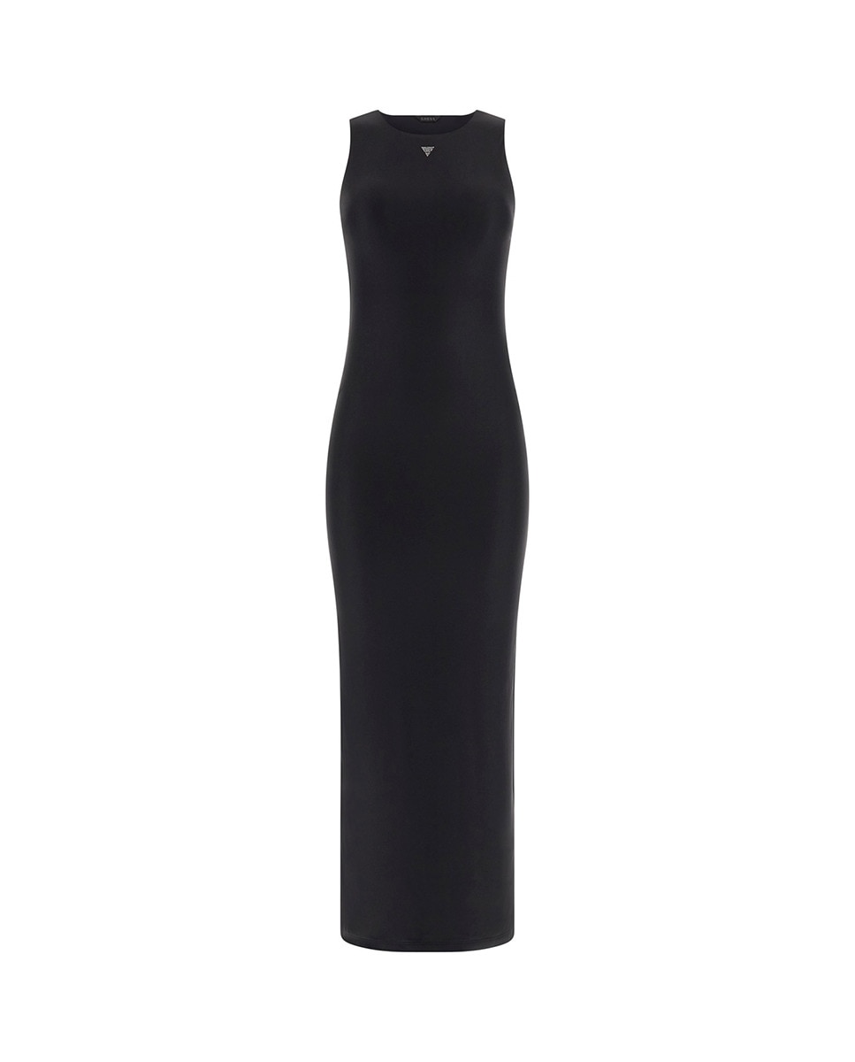 Vestido comprido sem mangas Preto-5