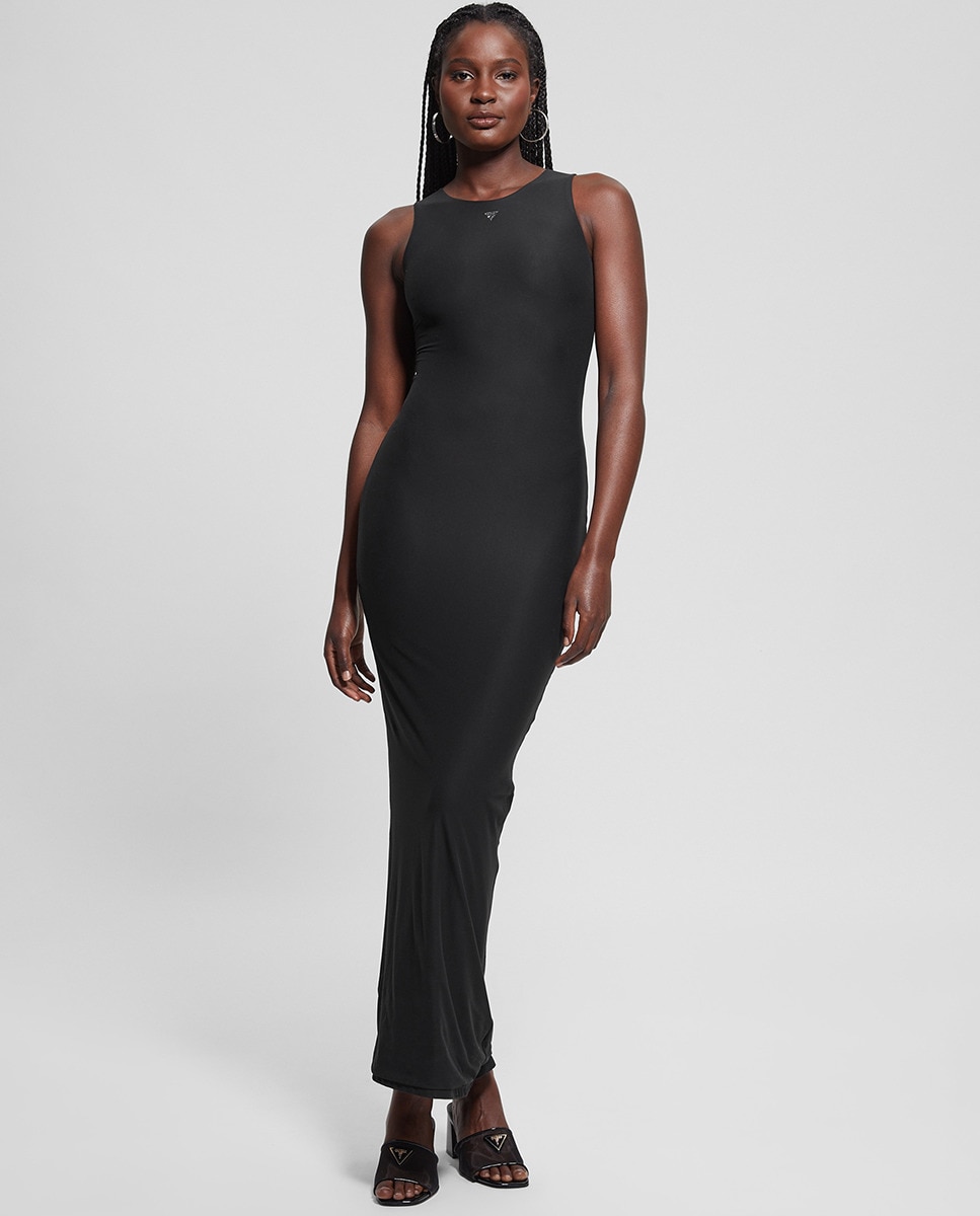 Vestido comprido sem mangas Preto-1