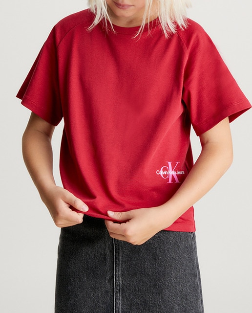 Imagen 0 de Camiseta de niña granate de manga corta