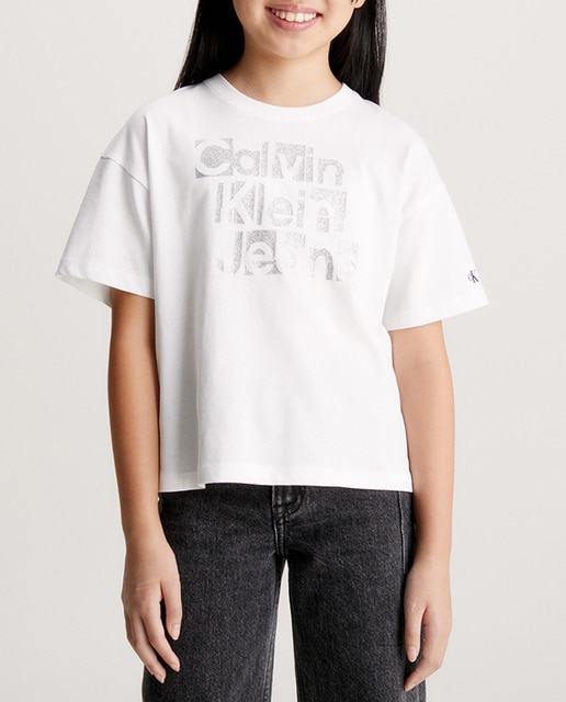 Imagen 0 de Camiseta de niña blanca de manga corta