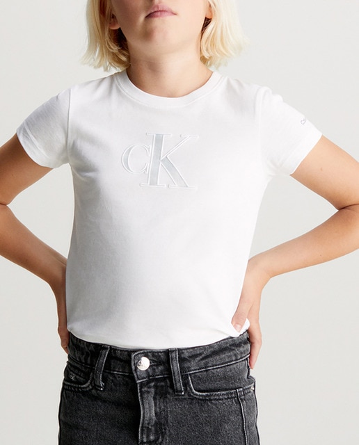 Imagen 0 de Camiseta de niña blanca de manga corta