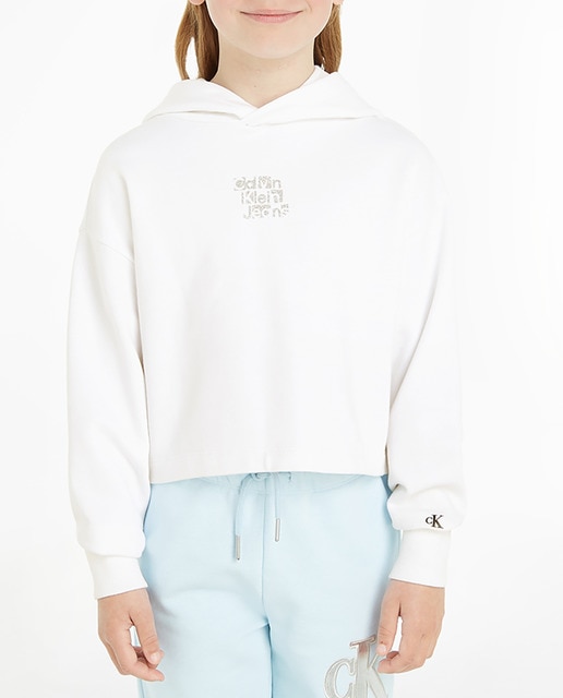 Imagen 0 de Sudadera de niña blanca con capucha