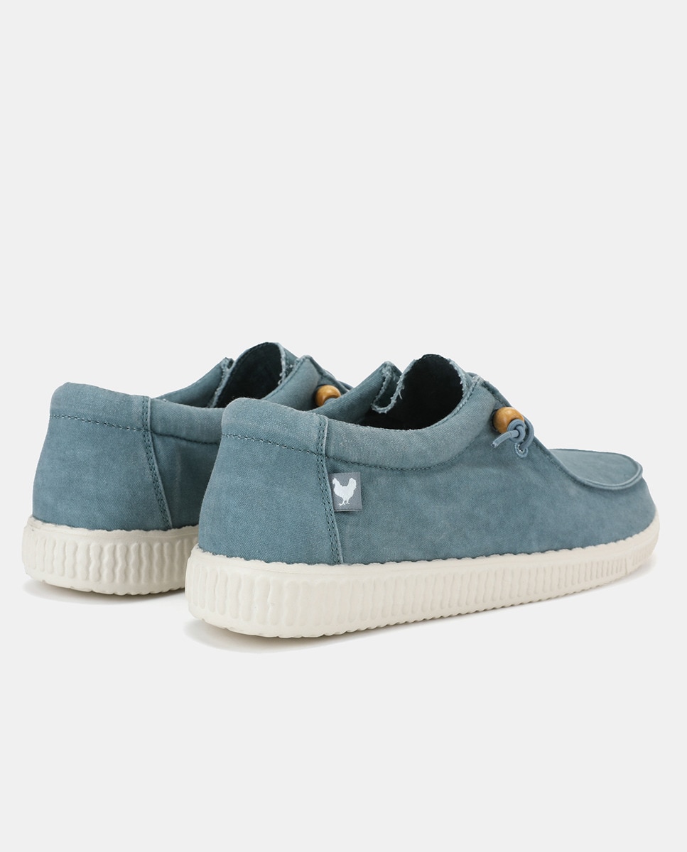 Sapatos de Atacadores Tipo Wallaby Easy-On de Algodão Azul-índigo-3