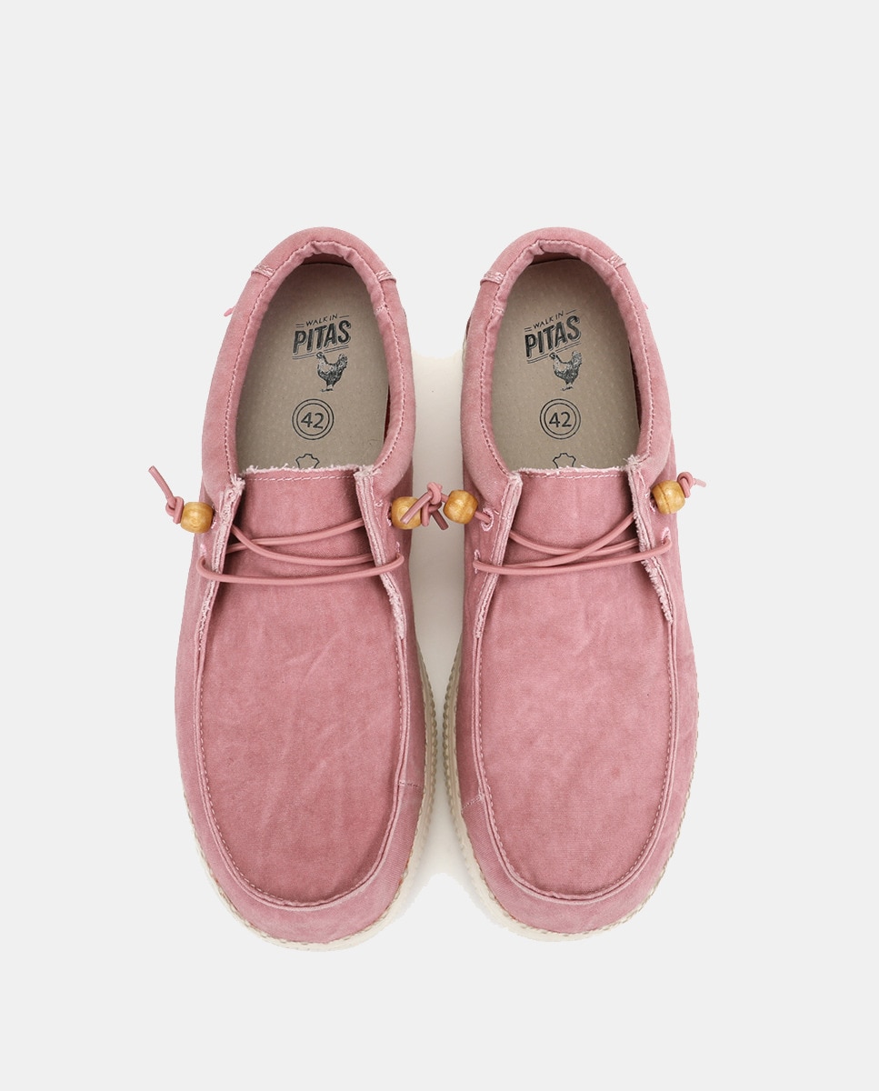Sapatilhas Tipo Wallabee com Atacadores Elásticos Rosa Blush-4