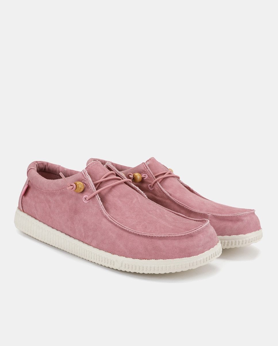 Sapatilhas Tipo Wallabee com Atacadores Elásticos Rosa Blush-2