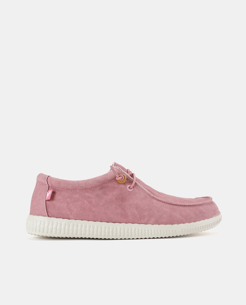 Sapatilhas Tipo Wallabee com Atacadores Elásticos Rosa Blush-1