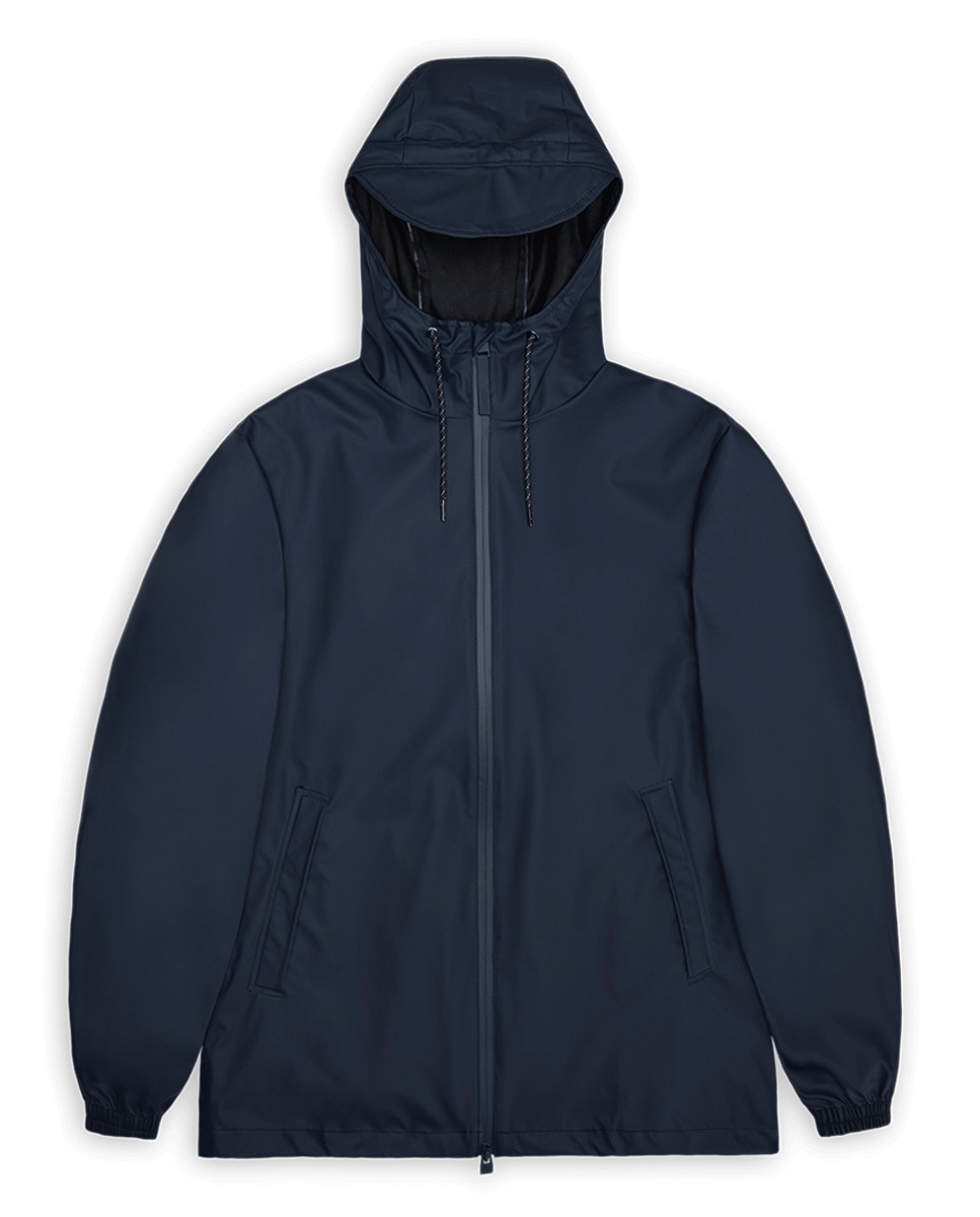Parka Curta de Chuva com Aba e Fecho de Correr Azul-4