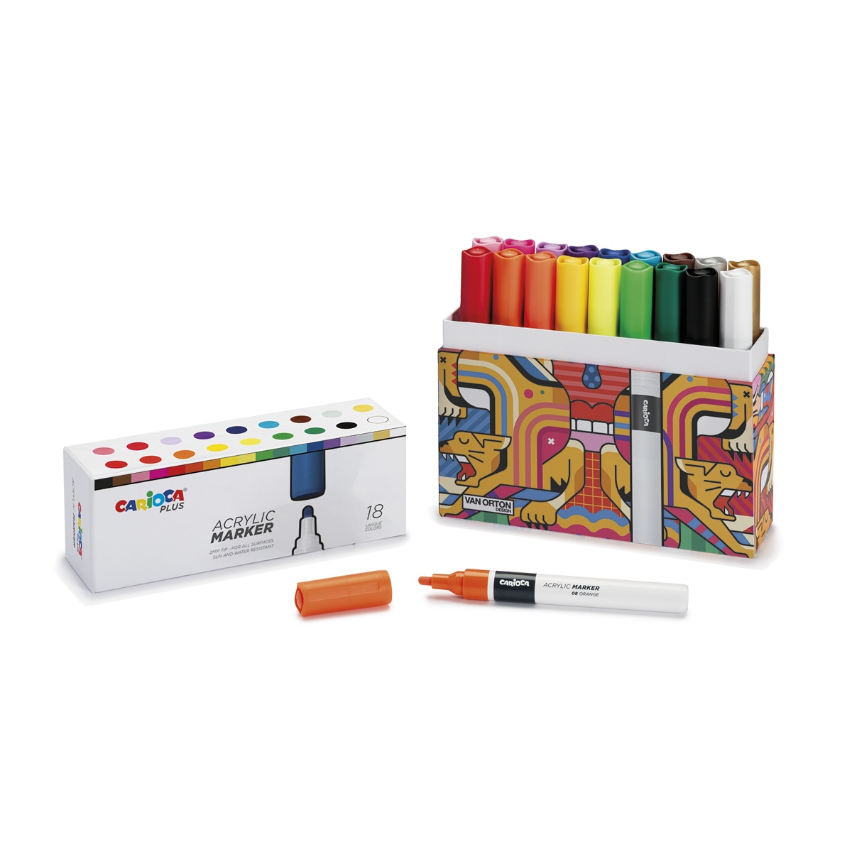 Set 18 rotuladores acrílicos para todas las superficies Carioca Plus. Multicolor-2